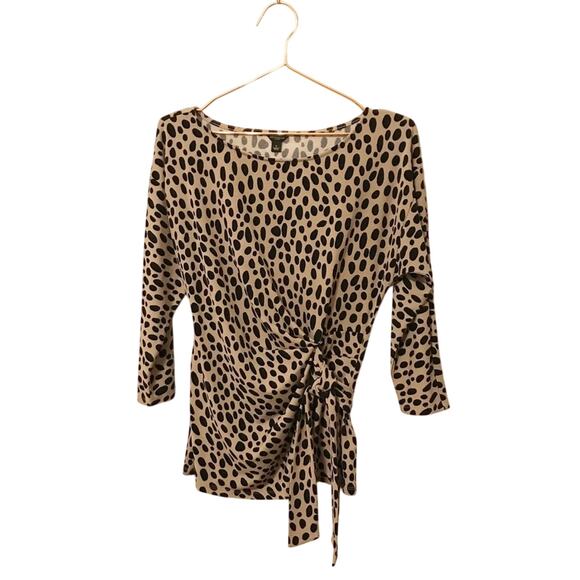 Ann Taylor Tops - Ann Taylor spotted animal print faux tie blouse size small